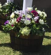 Large Pot, Faux Wood Wine Barrel (Plastic) Large Pot, Faux Wood Wine Barrel (Plastic)